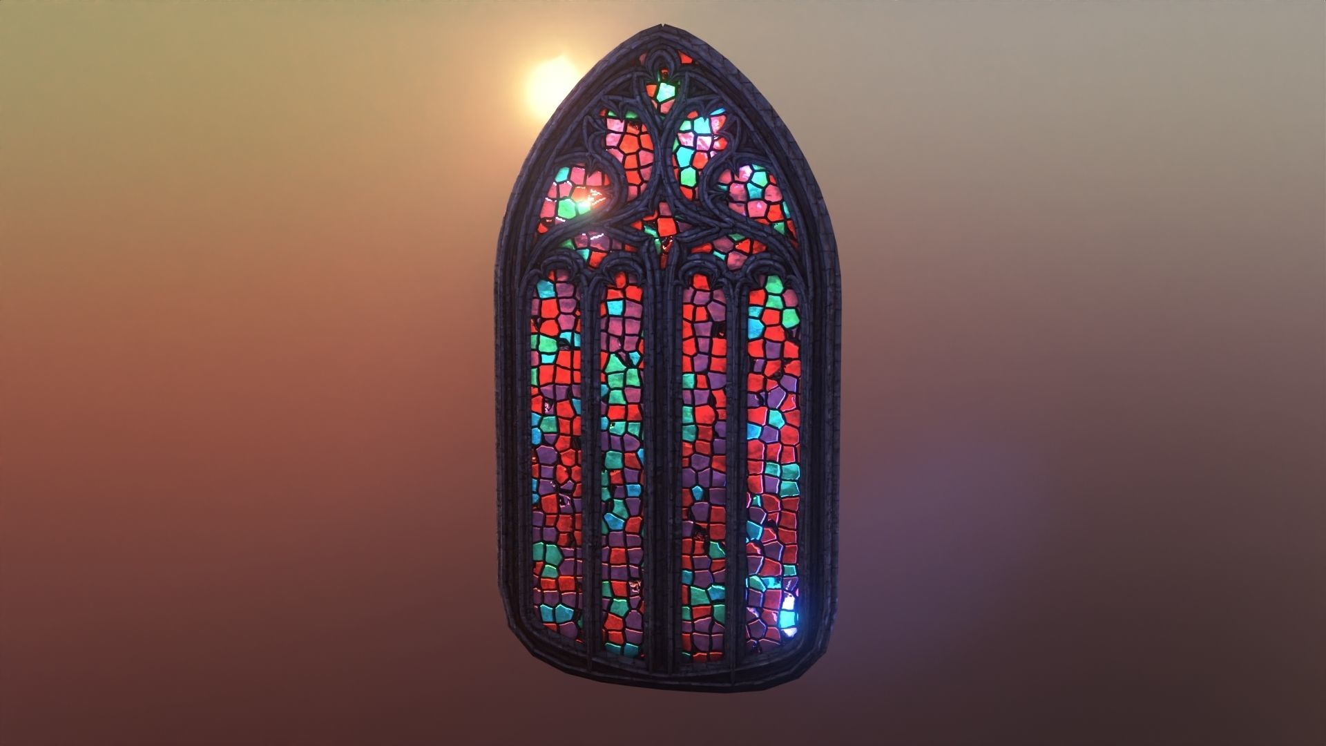 Gothic stained glass window  Low-poly 3D model_20
