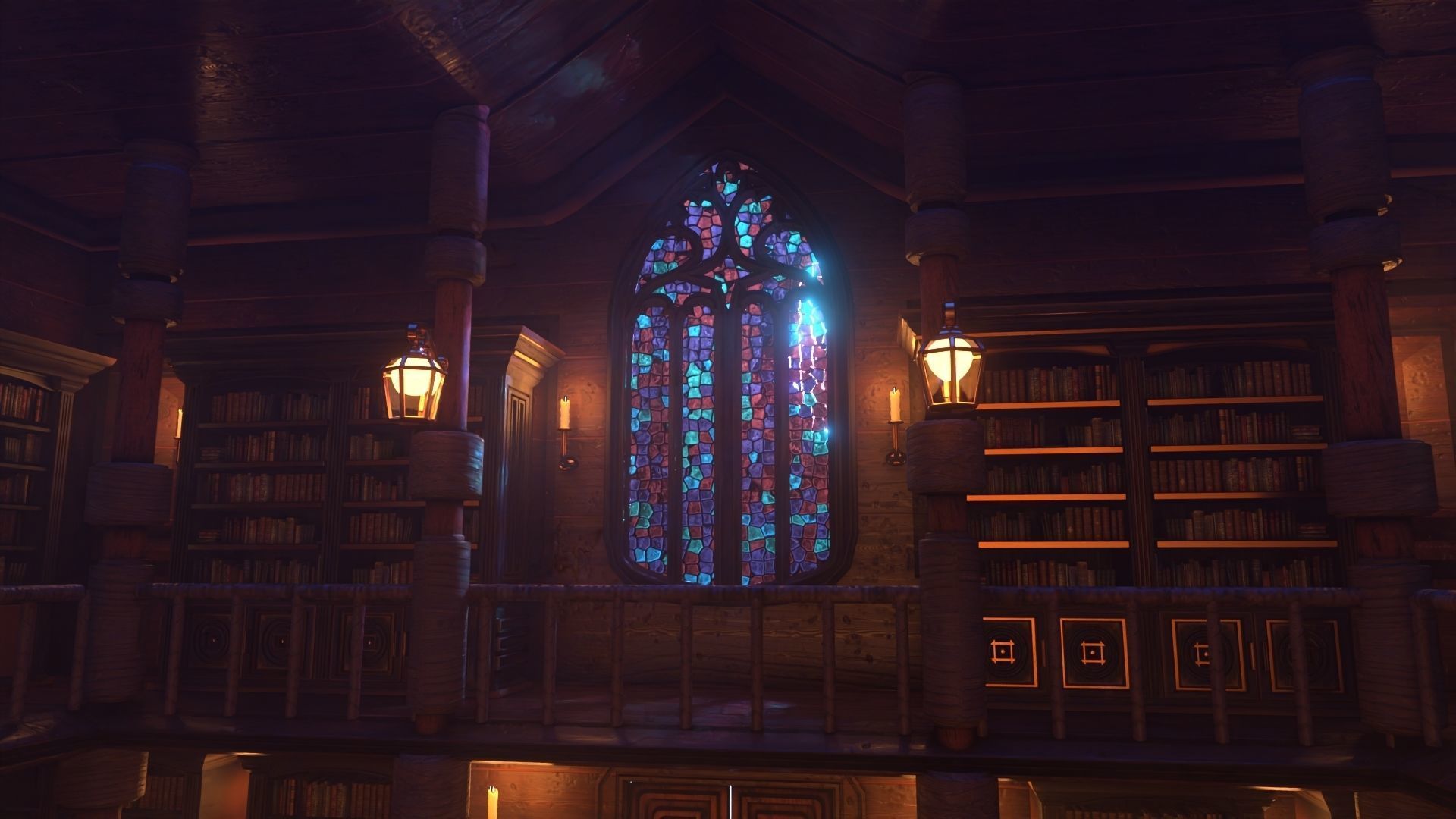 Gothic stained glass window  Low-poly 3D model_4