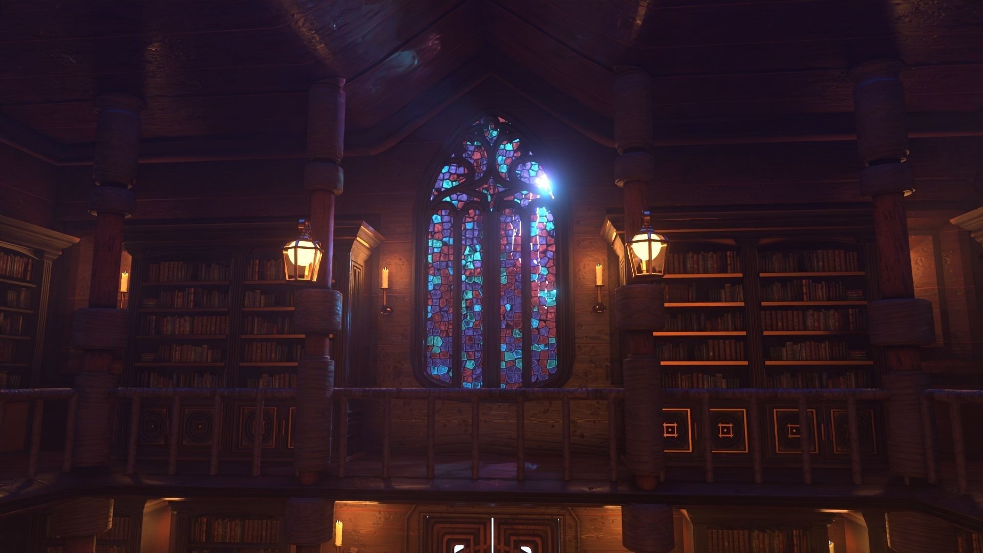 Gothic stained glass window  Low-poly 3D model_5