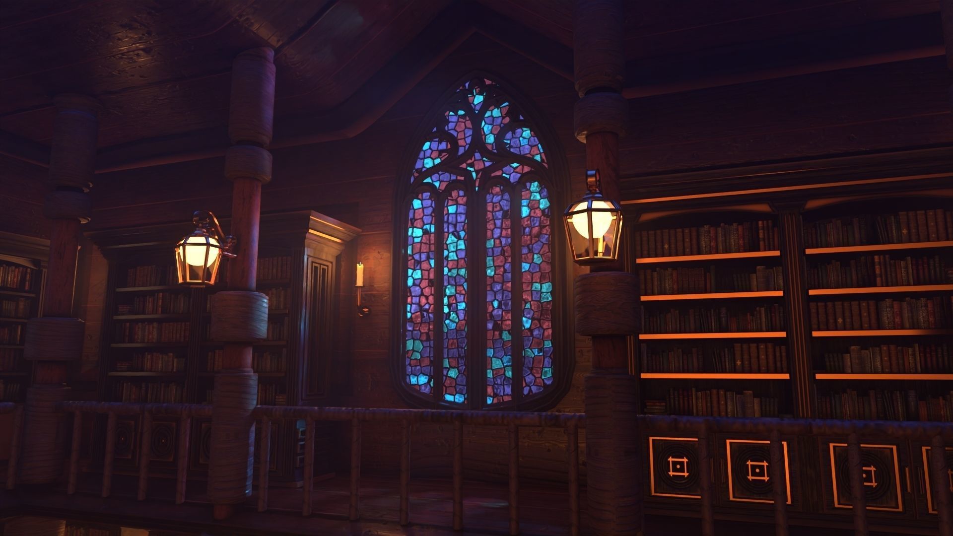 Gothic stained glass window  Low-poly 3D model_1