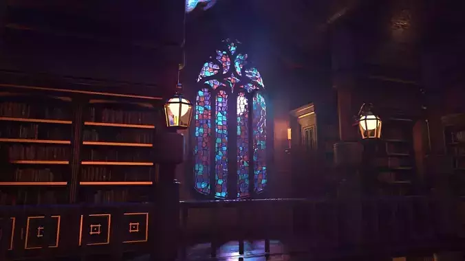 Gothic stained glass window  Low-poly 3D model