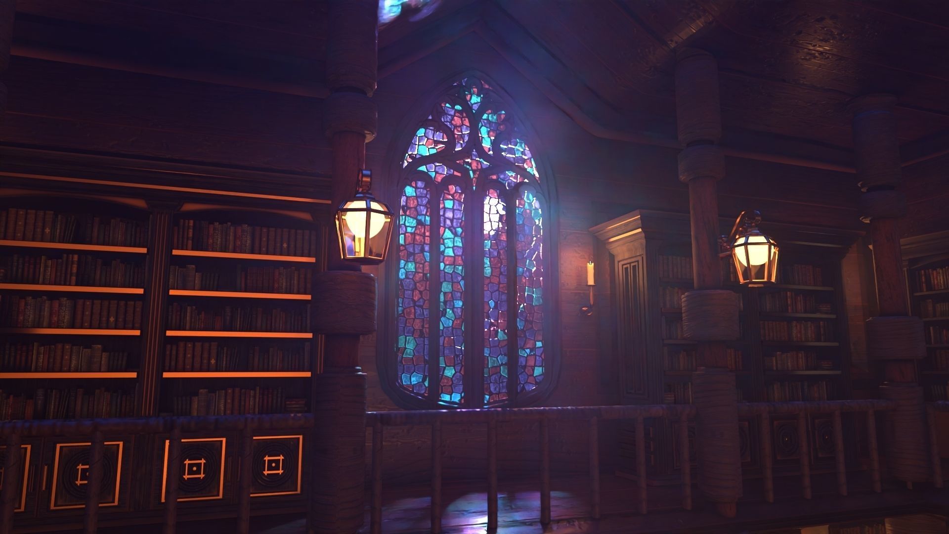 Gothic stained glass window  Low-poly 3D model_13