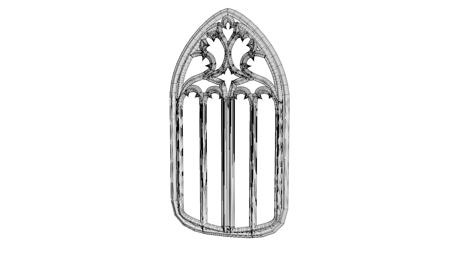 Gothic stained glass window  Low-poly 3D model_31