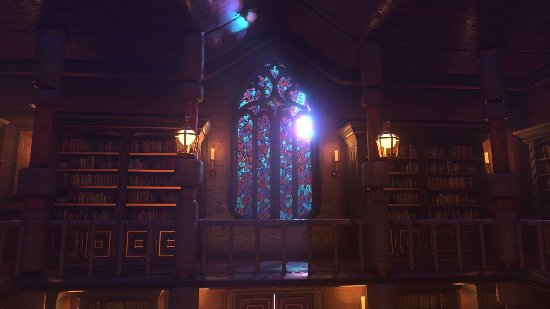 Gothic stained glass window  Low-poly 3D model_8