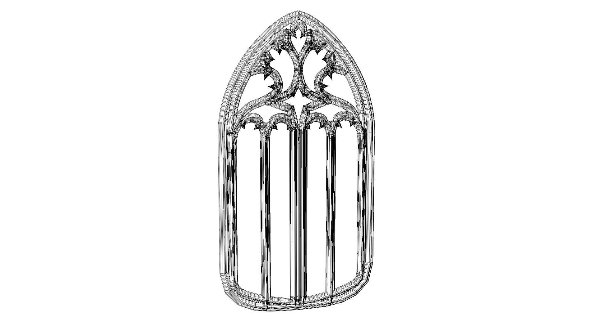 Gothic stained glass window  Low-poly 3D model_30