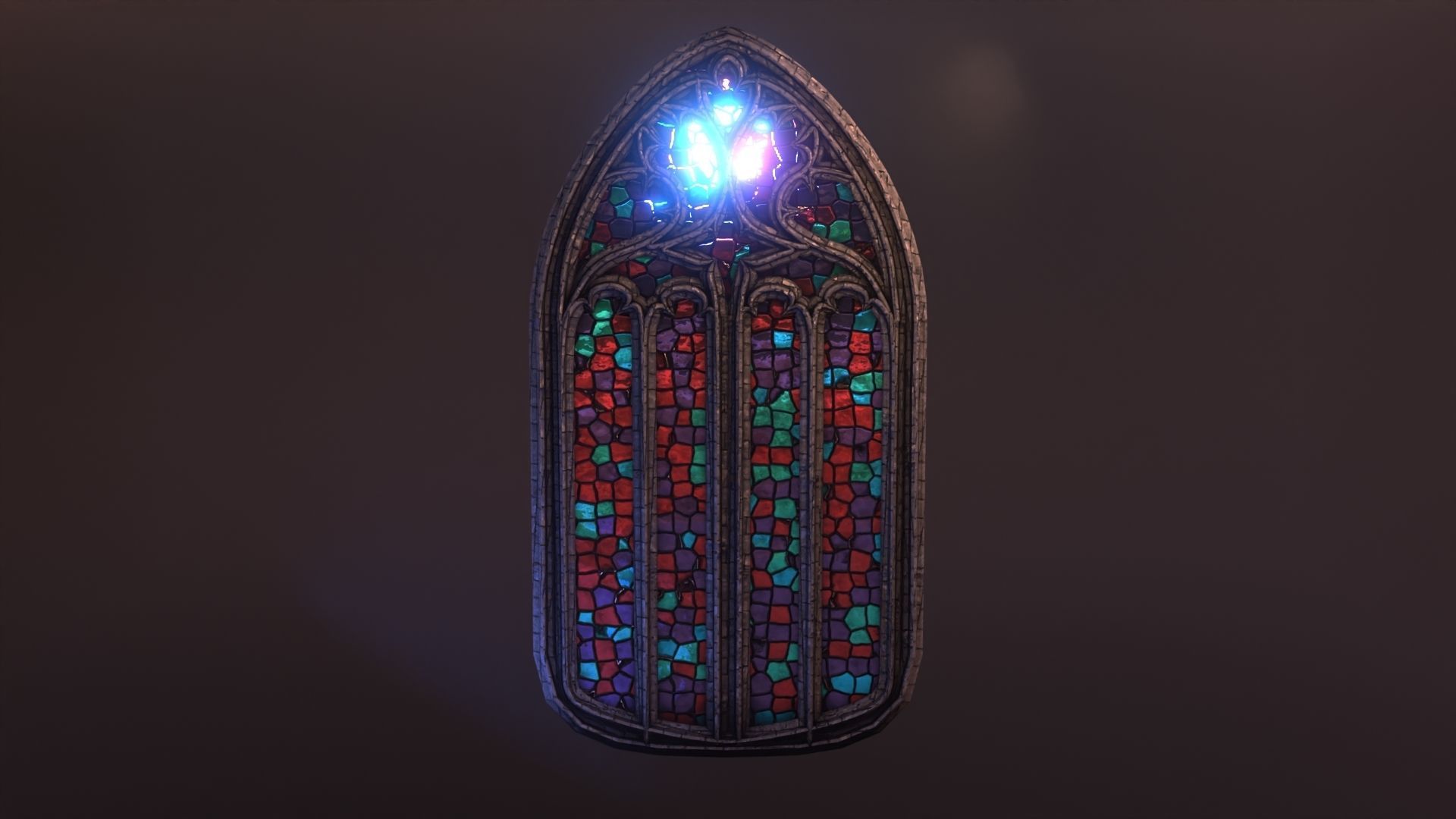 Gothic stained glass window  Low-poly 3D model_14