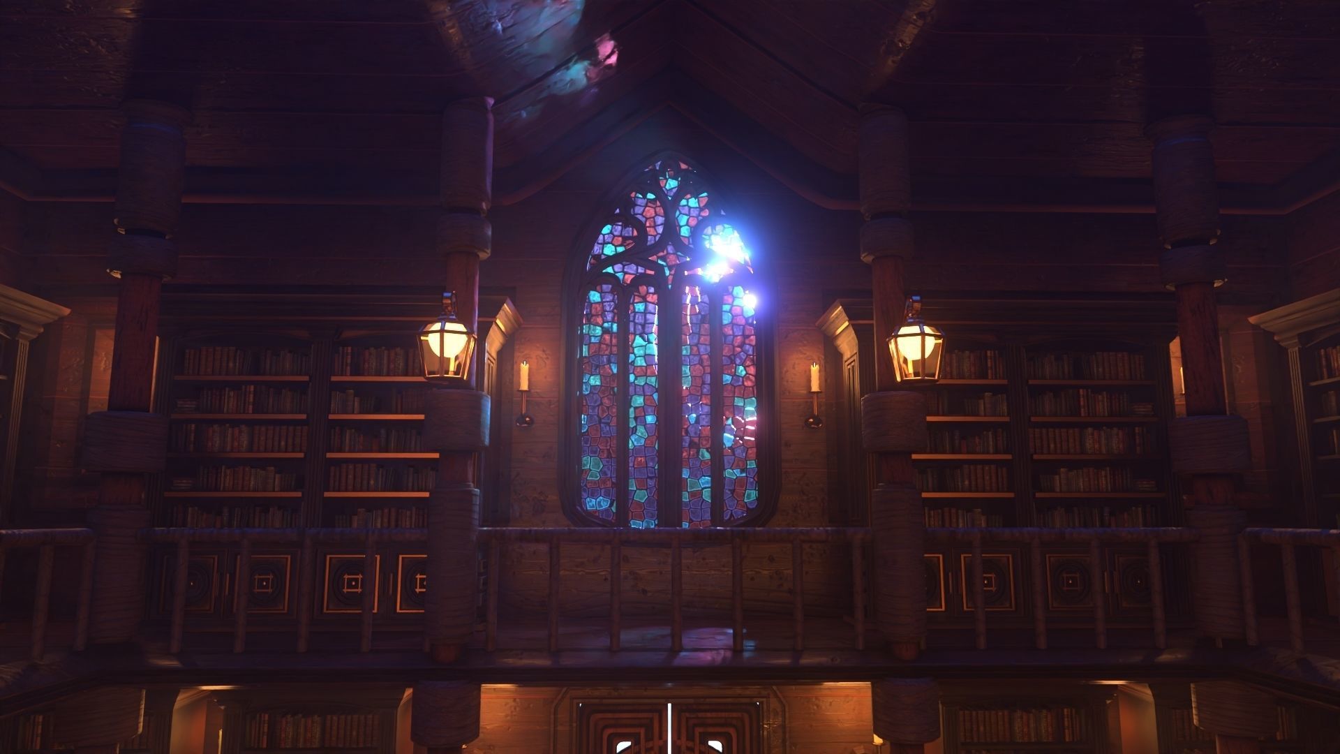 Gothic stained glass window  Low-poly 3D model_7