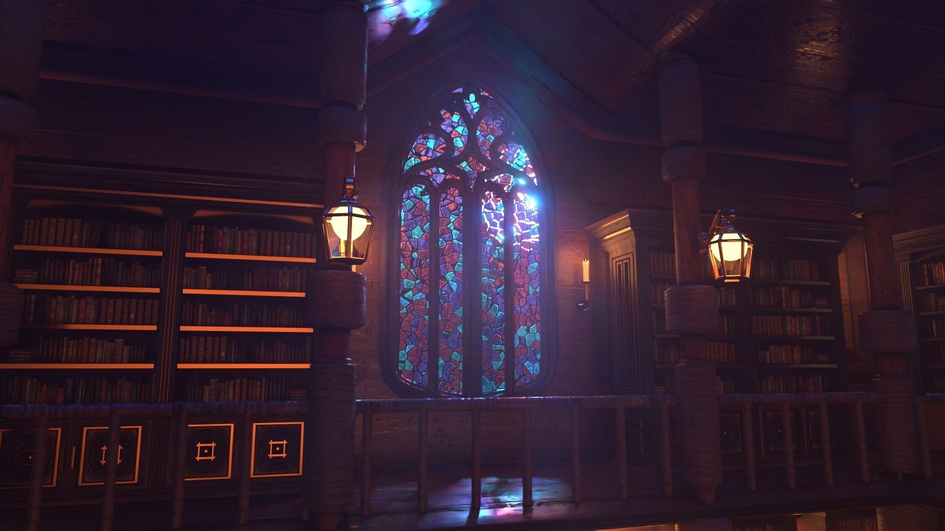 Gothic stained glass window  Low-poly 3D model_11