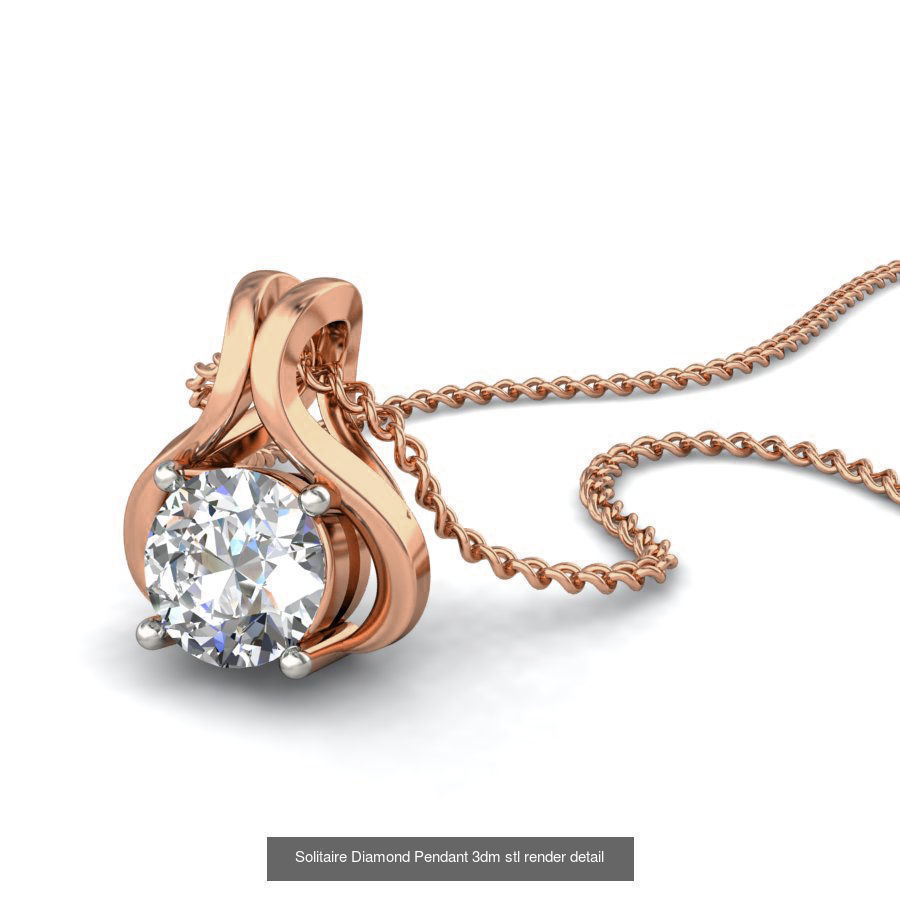 16 Solitaire Diamond Pendant 3dm stl render detail 3D Model Collection_14