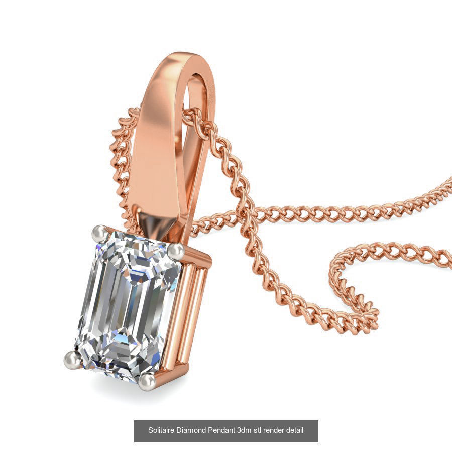 16 Solitaire Diamond Pendant 3dm stl render detail 3D Model Collection_4