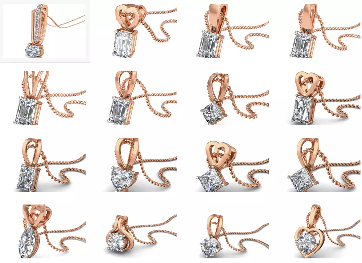 16 Solitaire Diamond Pendant 3dm stl render detail 3D Model Collection_0