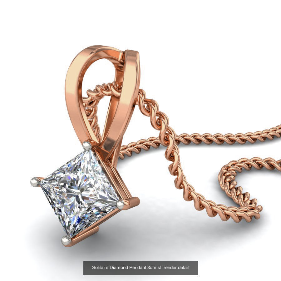 16 Solitaire Diamond Pendant 3dm stl render detail 3D Model Collection_12