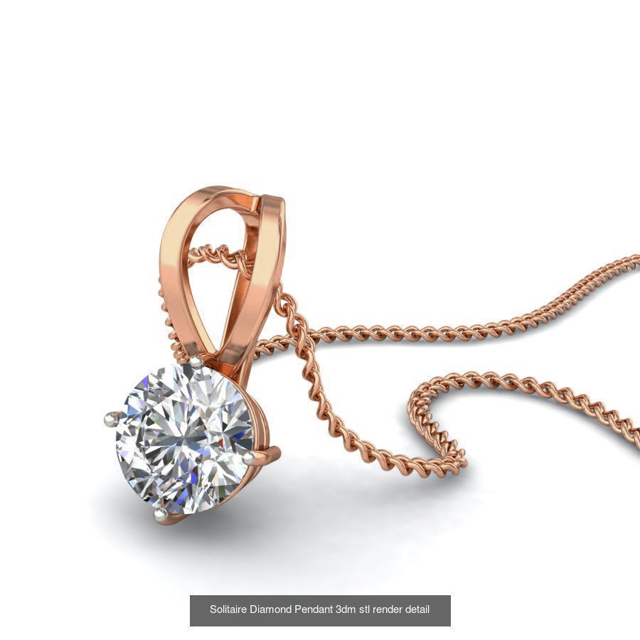 16 Solitaire Diamond Pendant 3dm stl render detail 3D Model Collection_15