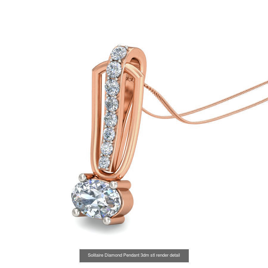 16 Solitaire Diamond Pendant 3dm stl render detail 3D Model Collection_17