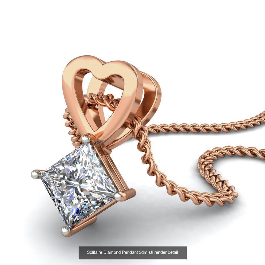 16 Solitaire Diamond Pendant 3dm stl render detail 3D Model Collection_11