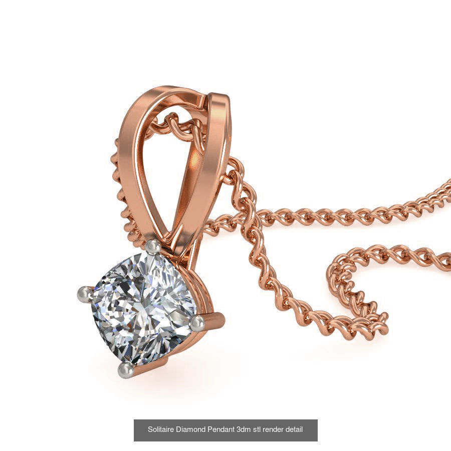 16 Solitaire Diamond Pendant 3dm stl render detail 3D Model Collection_7