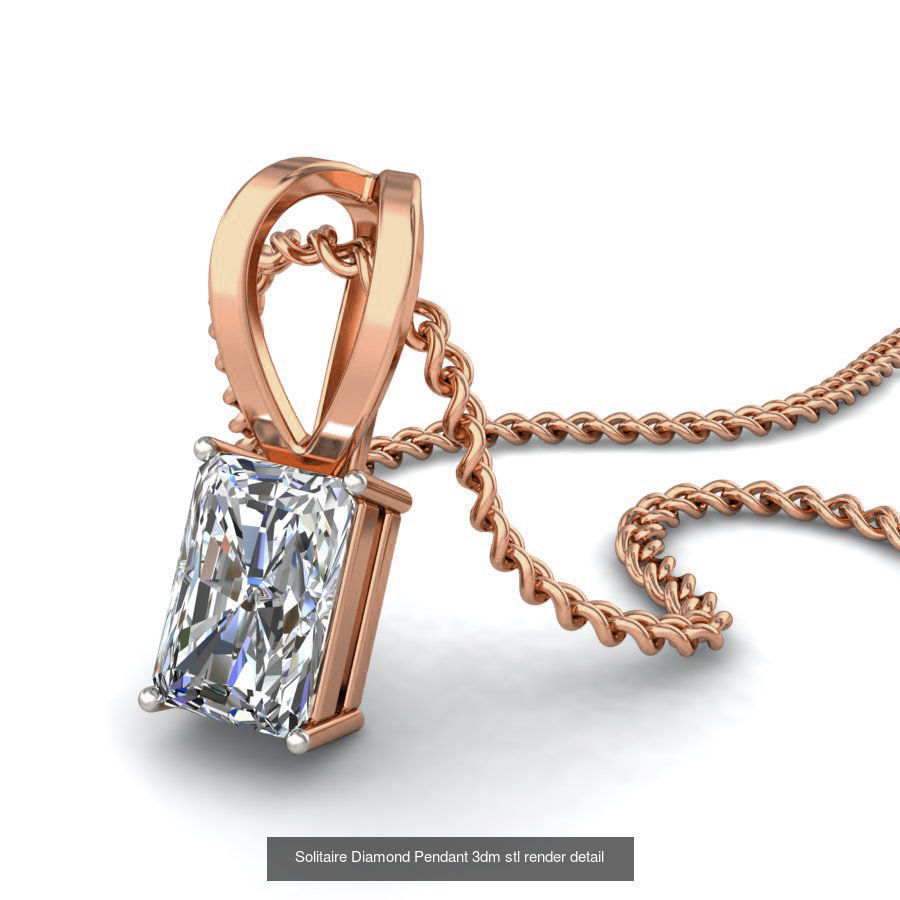 16 Solitaire Diamond Pendant 3dm stl render detail 3D Model Collection_9