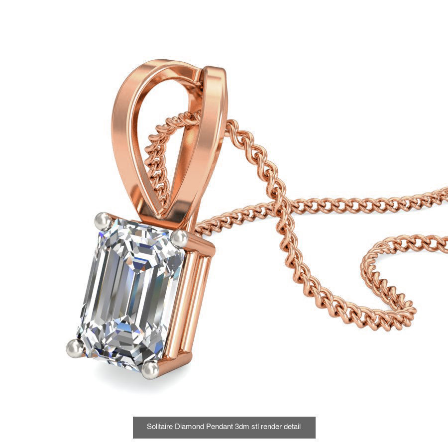 16 Solitaire Diamond Pendant 3dm stl render detail 3D Model Collection_6