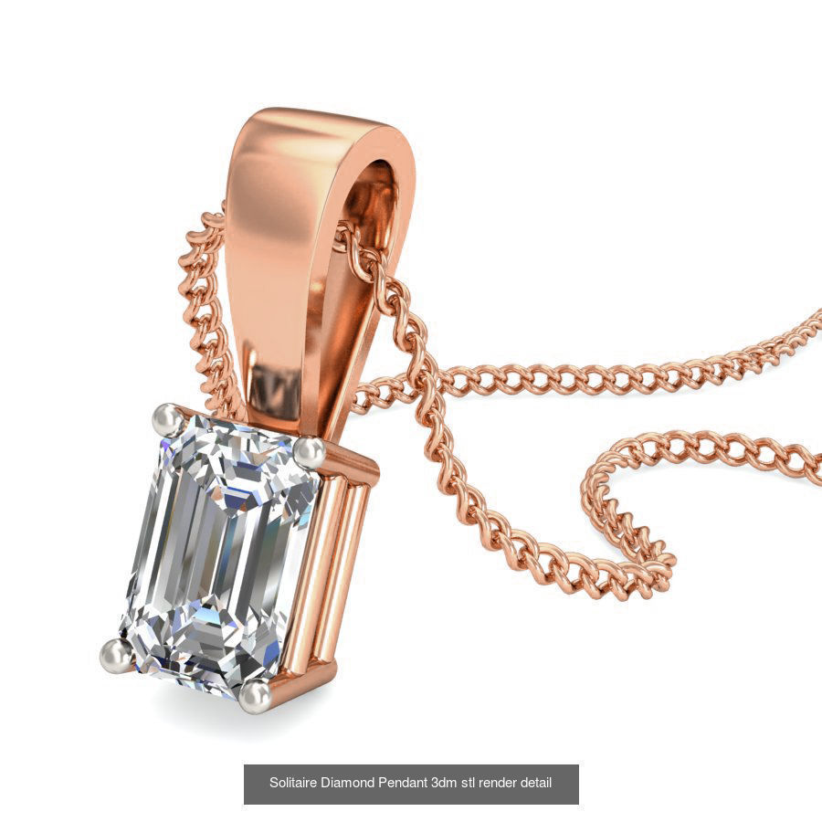 16 Solitaire Diamond Pendant 3dm stl render detail 3D Model Collection_3