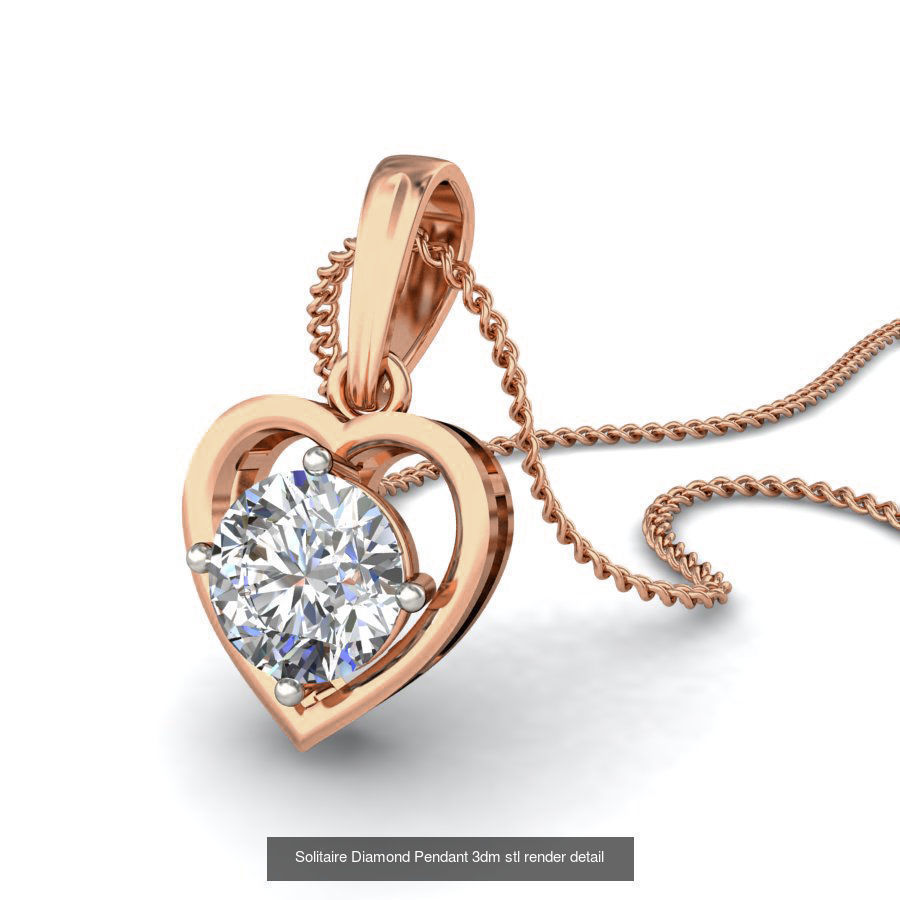 16 Solitaire Diamond Pendant 3dm stl render detail 3D Model Collection_16