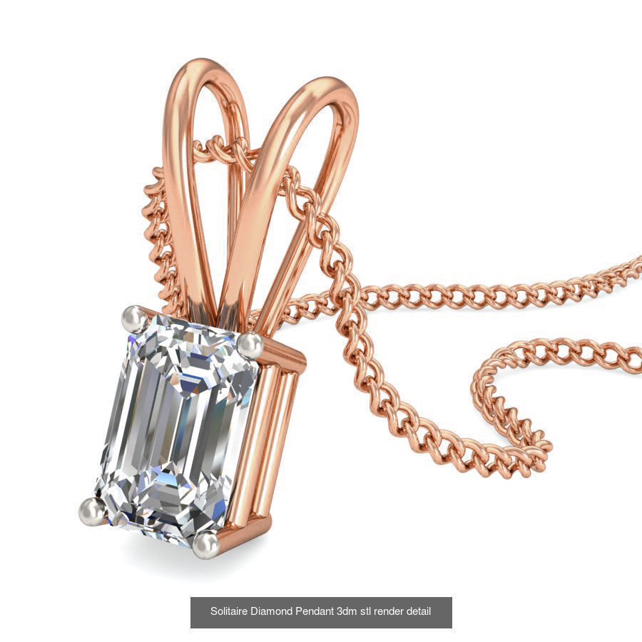 16 Solitaire Diamond Pendant 3dm stl render detail 3D Model Collection_5