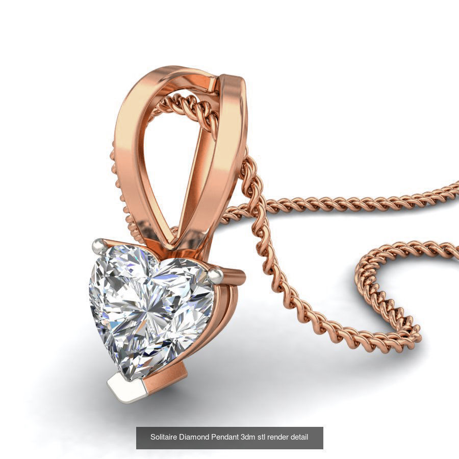 16 Solitaire Diamond Pendant 3dm stl render detail 3D Model Collection_10