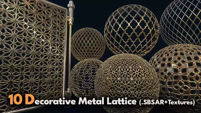 10 Decorative Metal Lattice SBSAR - Textures 3D model