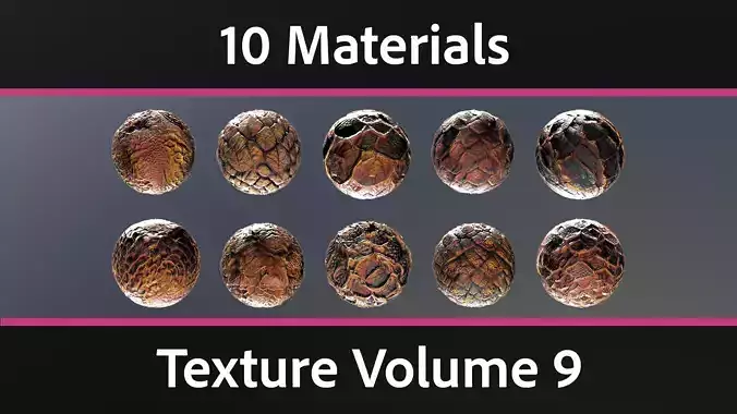 10 Materials Skin Dragon Seamless PBR Volume 9