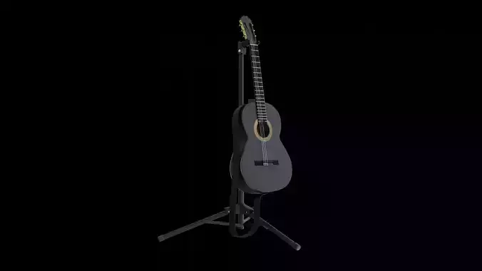 Manuel Ramirez 1908 Black Oak Classical Guitar  3D model