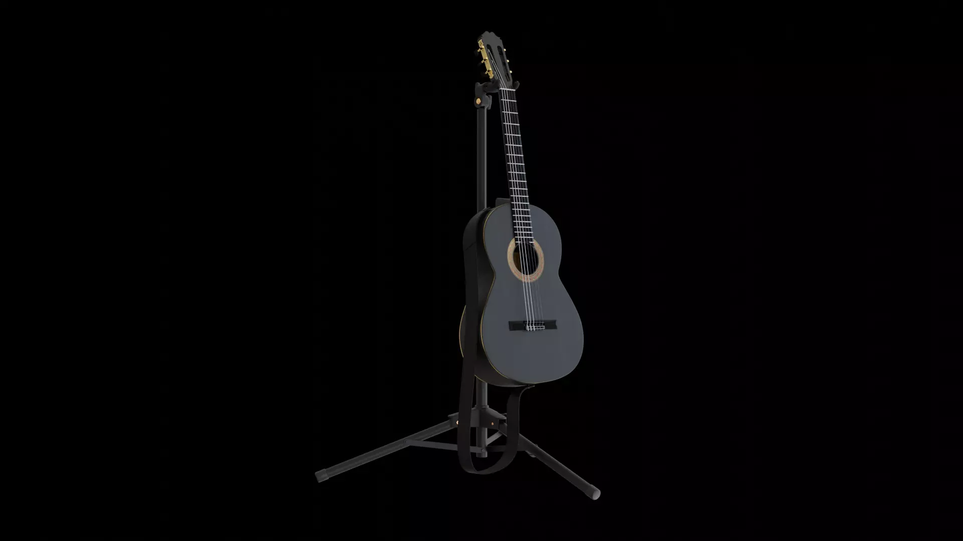 Manuel Ramirez 1908 Black Oak Classical Guitar 3D model