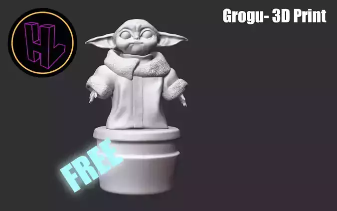 Grogu- 3D print star wars yoda figurine Free 3D print model