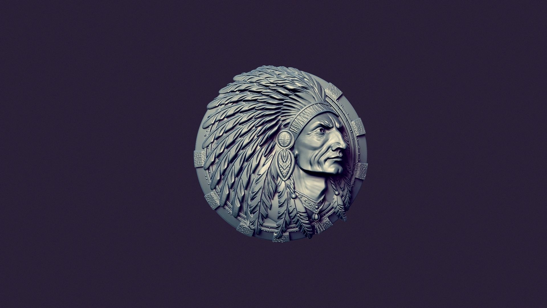 american indian MEDALLION for casting 3D print model_8