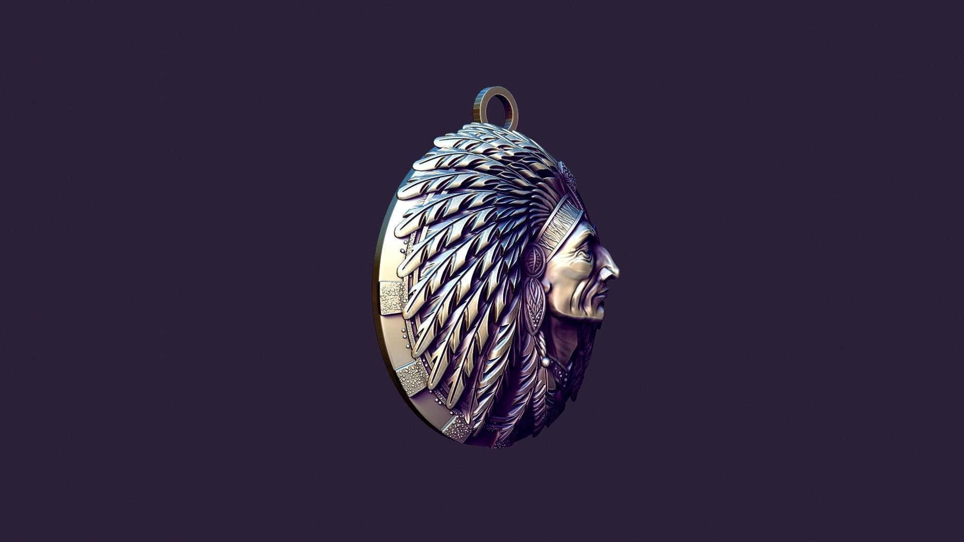 american indian MEDALLION for casting 3D print model_16