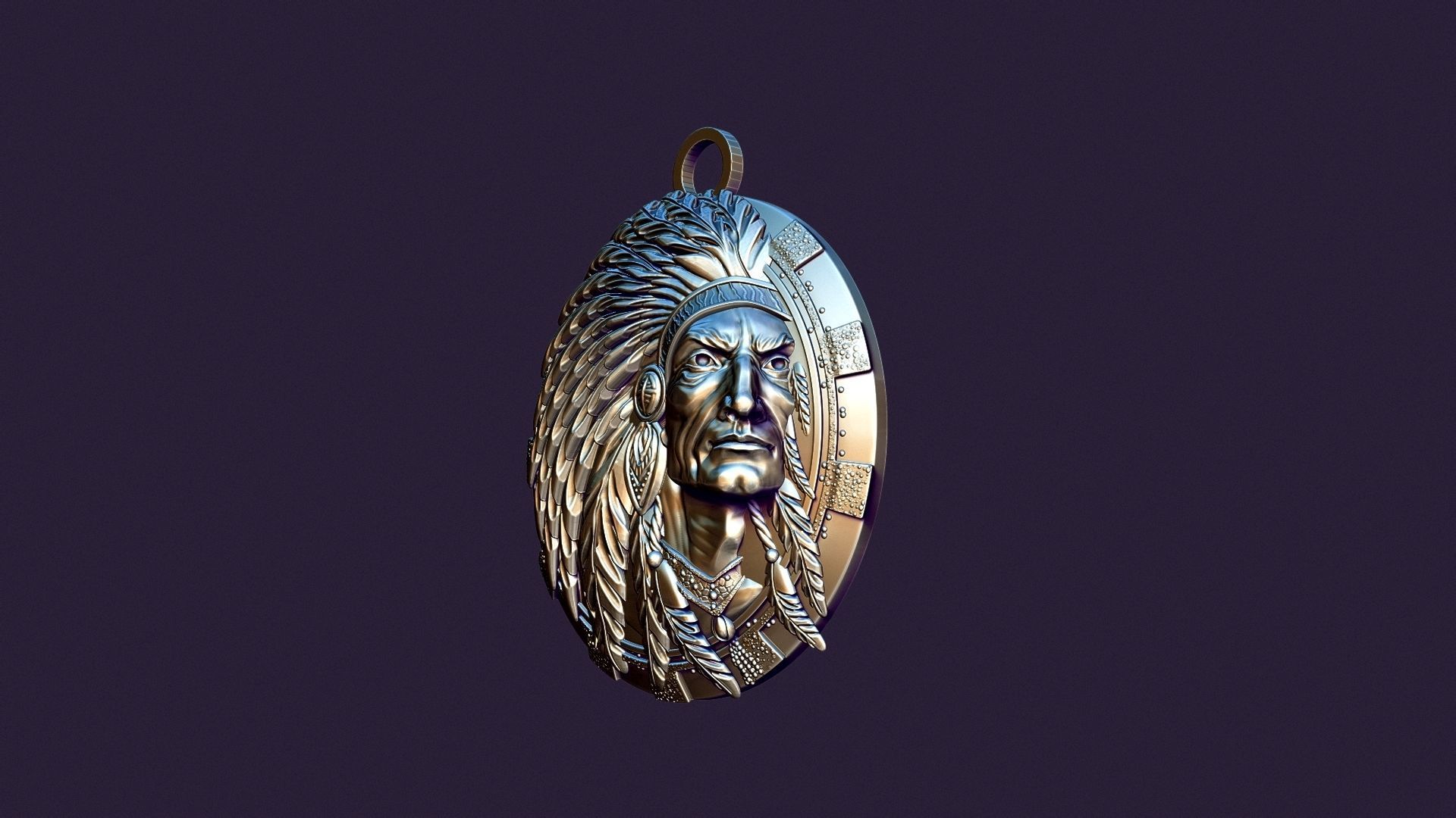 american indian MEDALLION for casting 3D print model_15