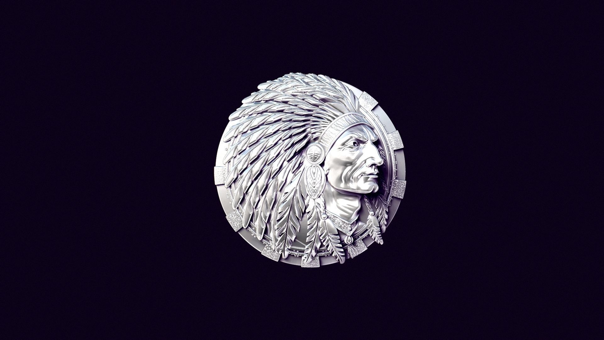 american indian MEDALLION for casting 3D print model_9