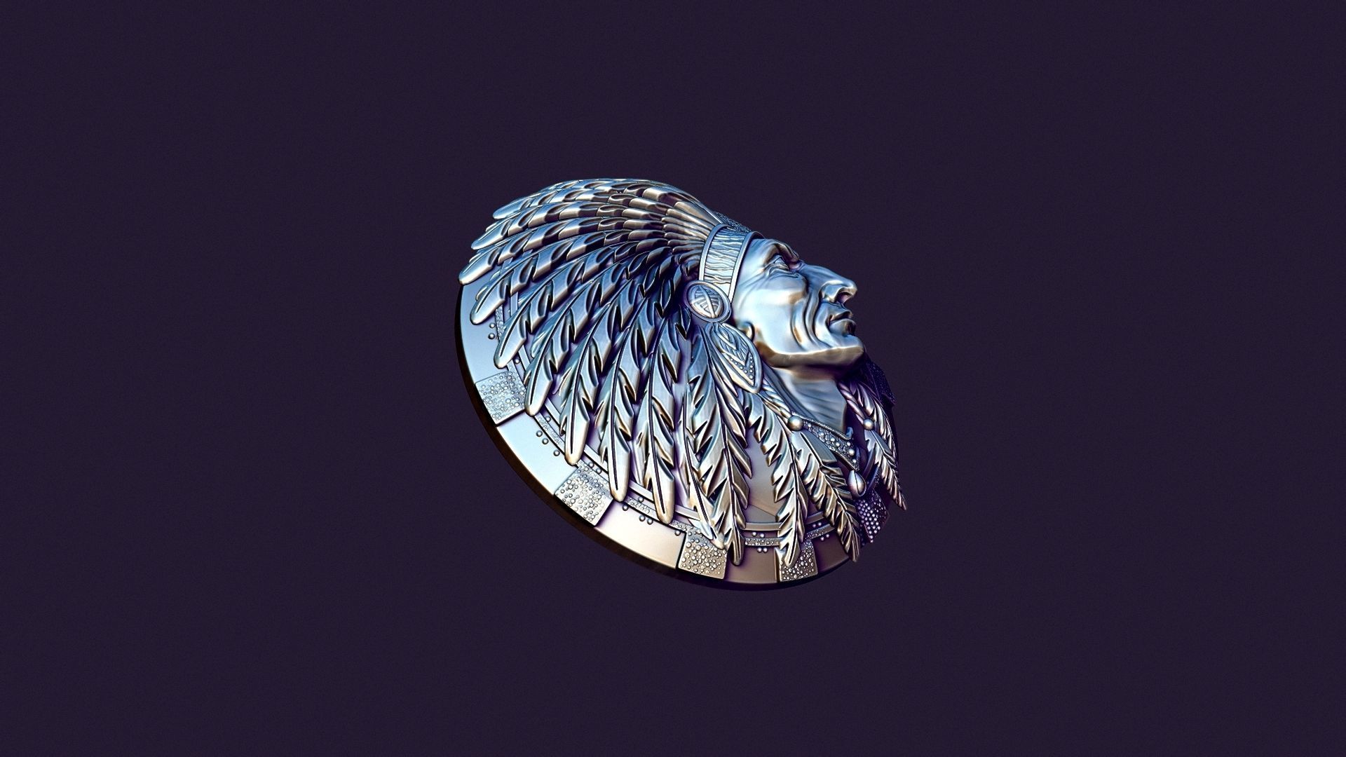 american indian MEDALLION for casting 3D print model_5