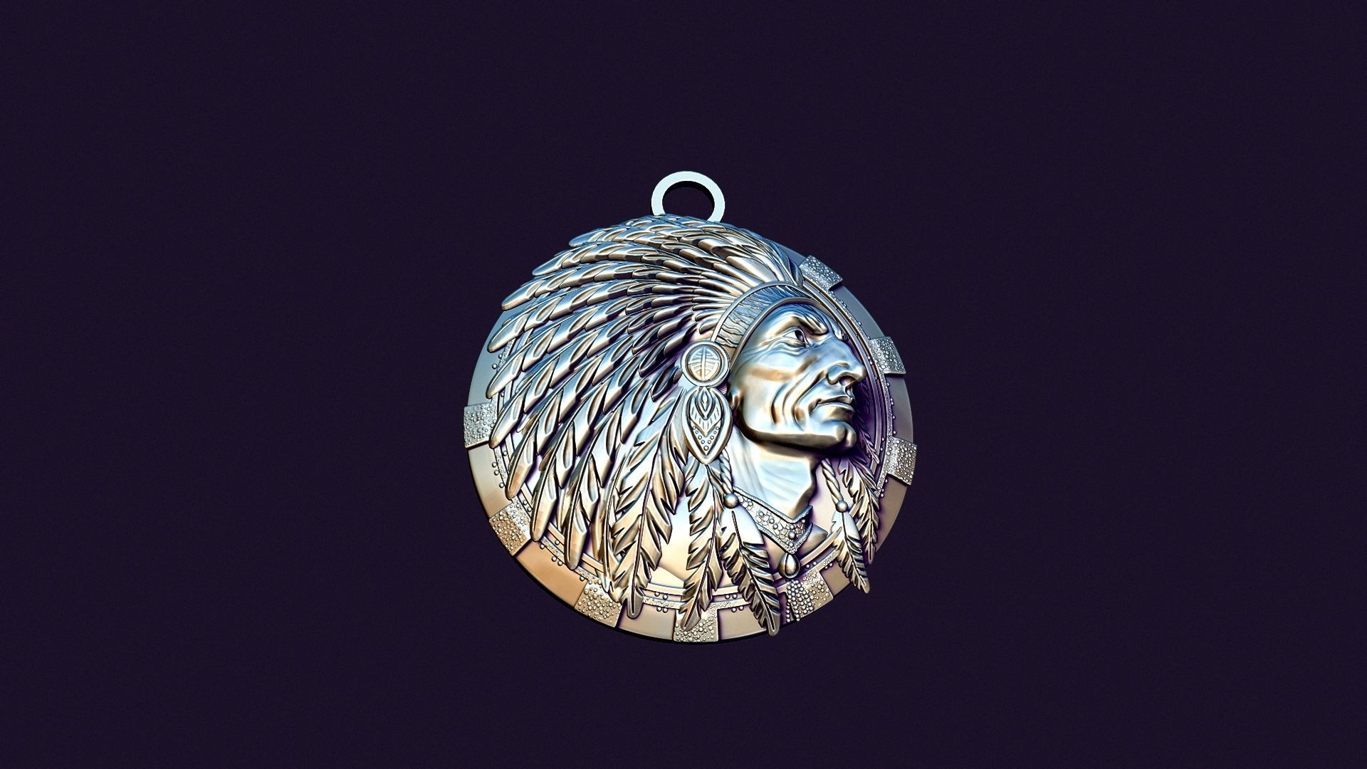 american indian MEDALLION for casting 3D print model_17