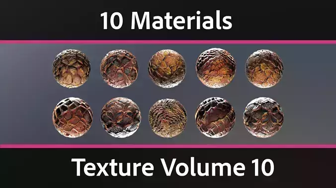 10 Materials Skin Dragon Seamless PBR Volume 10