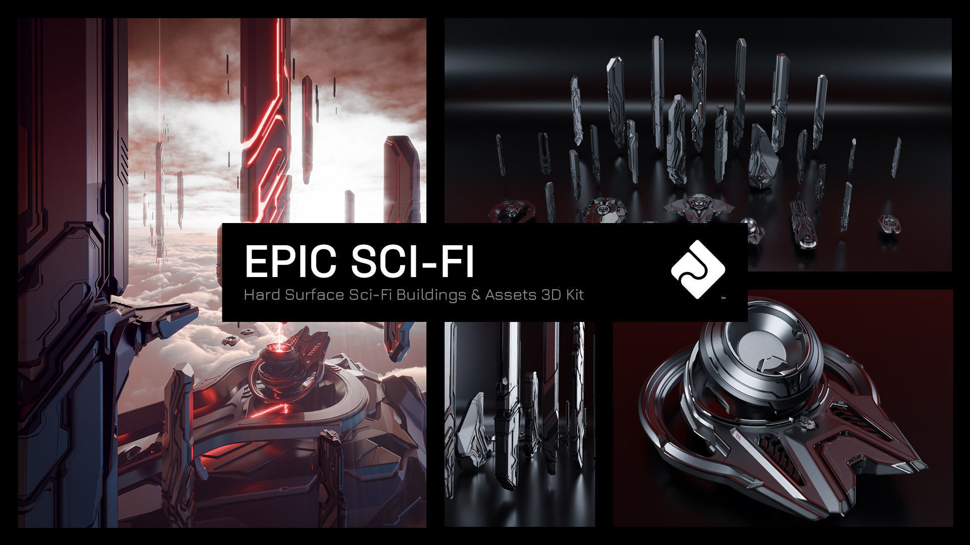 Epic Sci-Fi Hard Surface Sci Fi Buildings and Assets 3D Kit 3D model ...