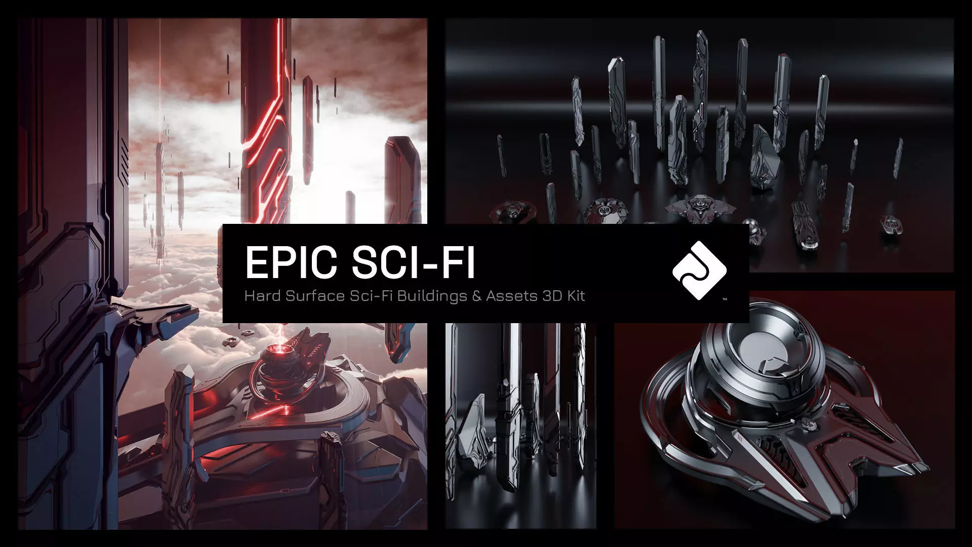 Epic Sci-Fi Hard Surface Sci Fi Buildings and Assets 3D Kit 3D model