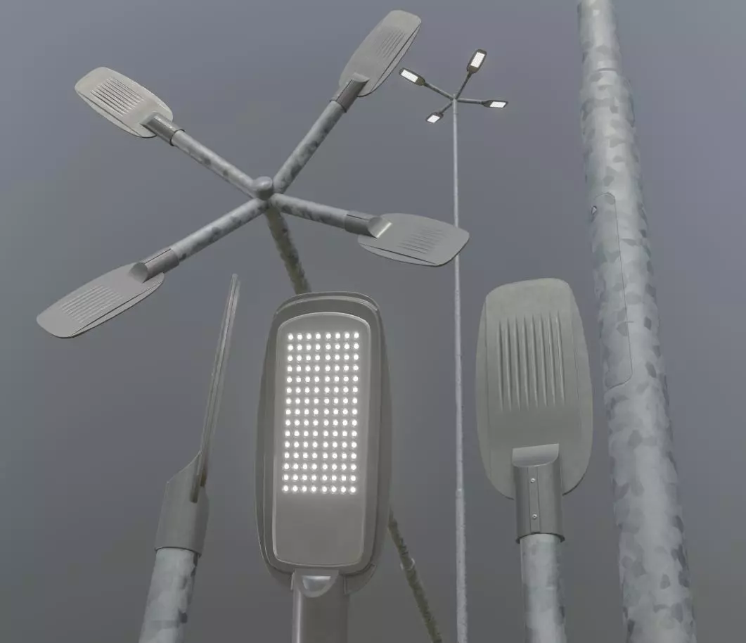 Street Light 2 Galvanized F4 M1 K0 7000 mm Low-poly 3D model_0