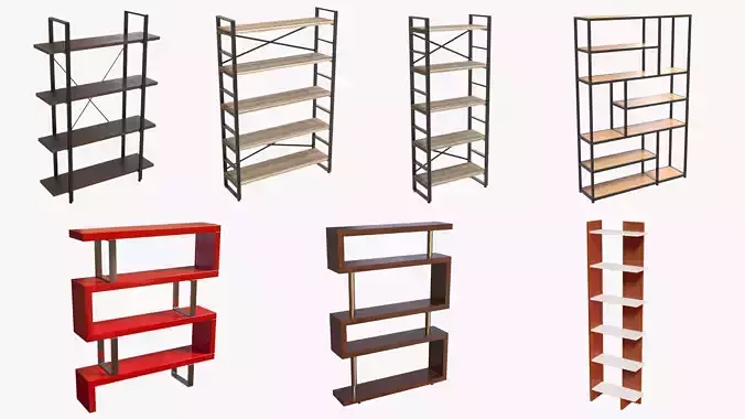 Shelving Collection bookcase made of metal and wood 3D model