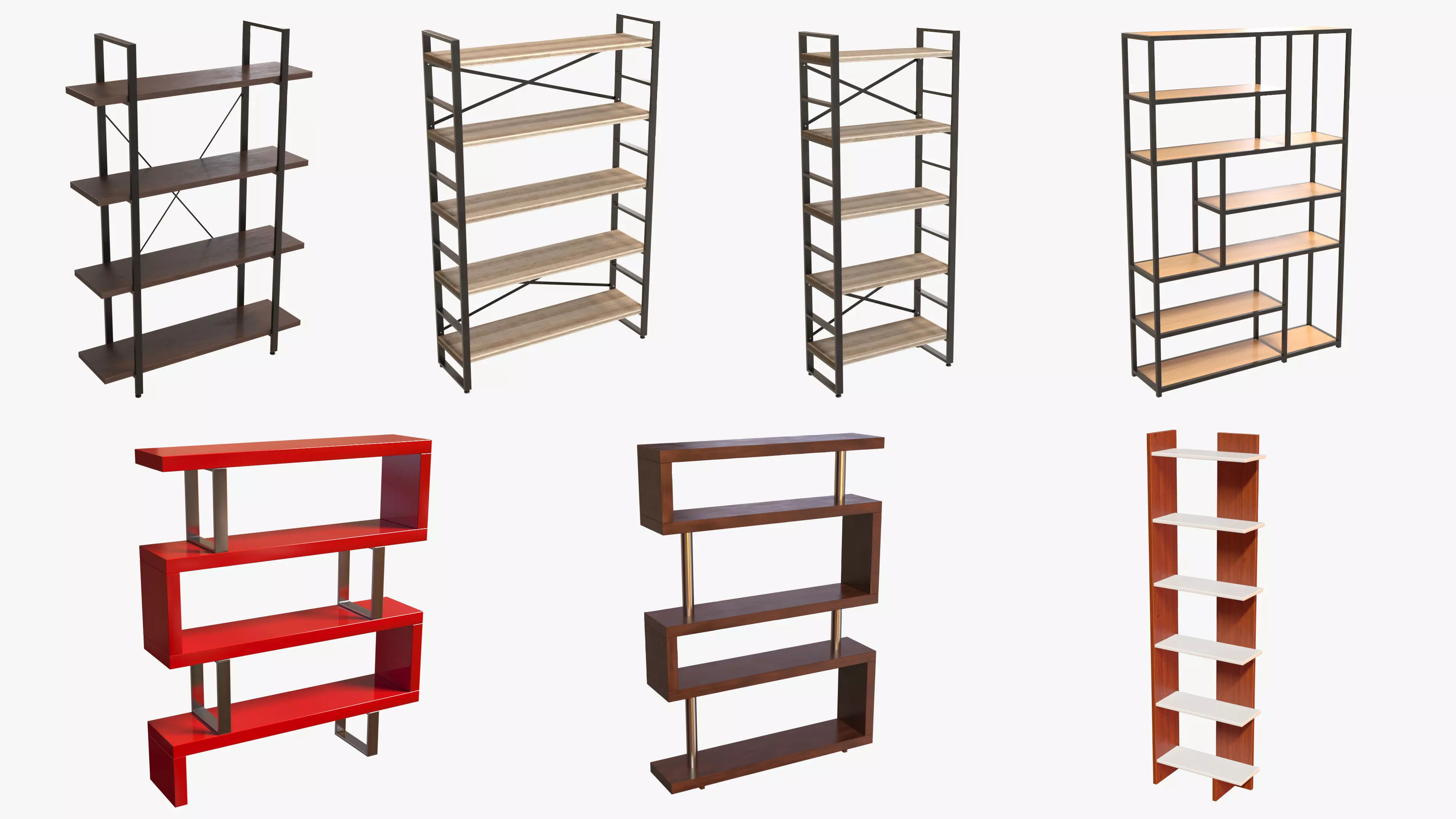 Shelving Collection bookcase made of metal and wood 3D model_0