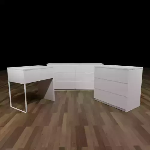 IKEA set one small table and two closets modern minimalism style