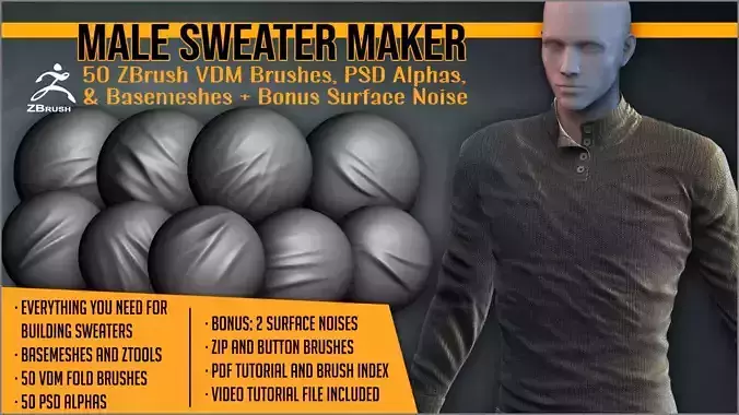 Male Sweater Maker VDM brushes Basemeshes and more