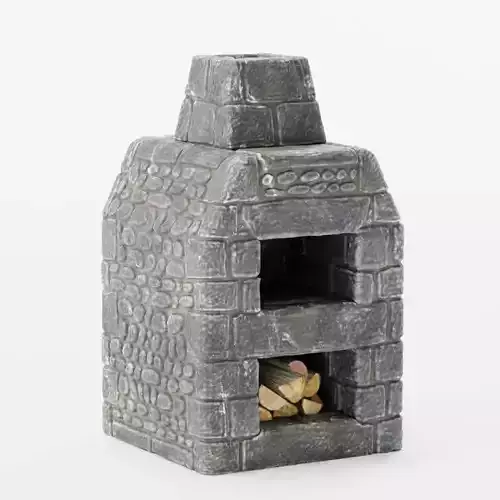 Oven - Medieval Stone Stove Low-poly 3D model