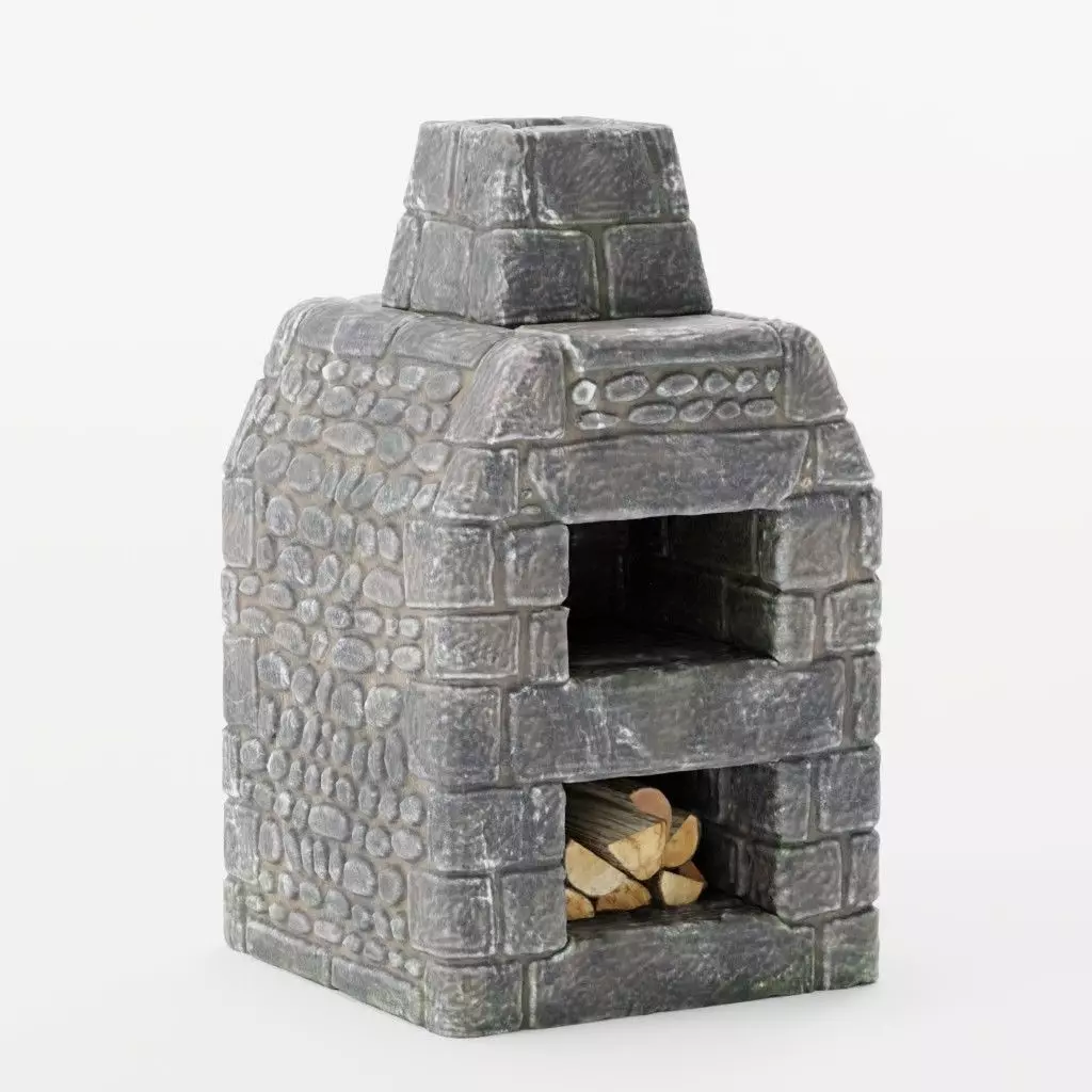 Oven - Medieval Stone Stove Low-poly 3D model_0