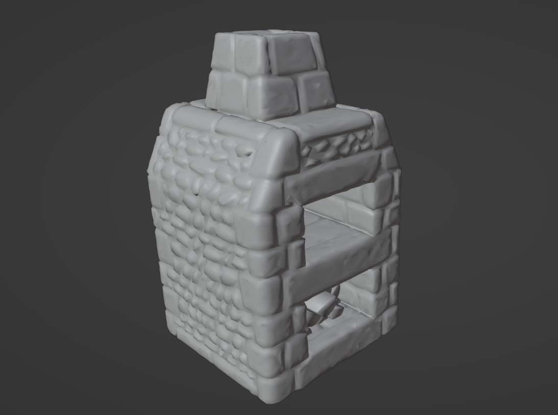 Oven - Medieval Stone Stove Low-poly 3D model_3