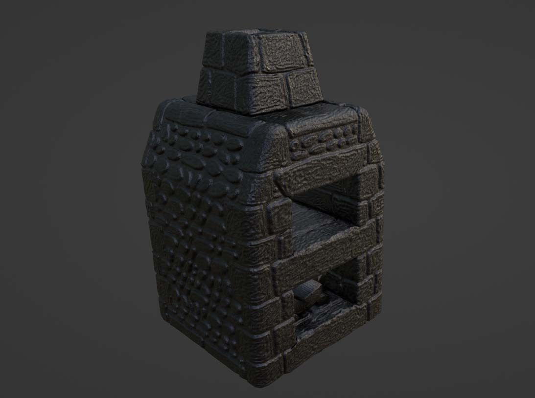 Oven - Medieval Stone Stove Low-poly 3D model_2