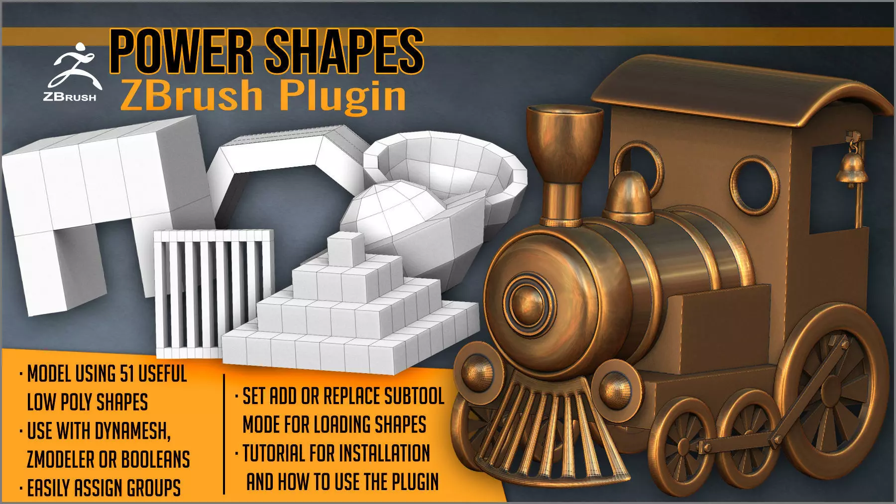 Power Shapes ZBrush Plugin 3D model_0